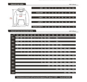 description and size chart of hoodies